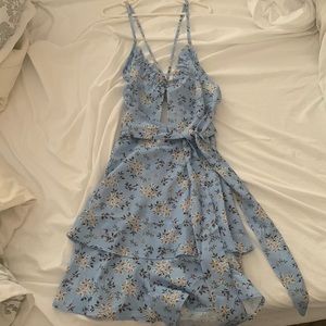 Never worn; blue and yellow floral dress. Size small